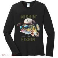 Wishin I Was Fishin Fishing Gift Women's Long Sleeve Shirt thumb 0