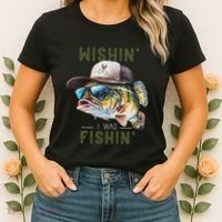 Wishin I Was Fishin Fishing Gift Women's T-Shirt thumb 2