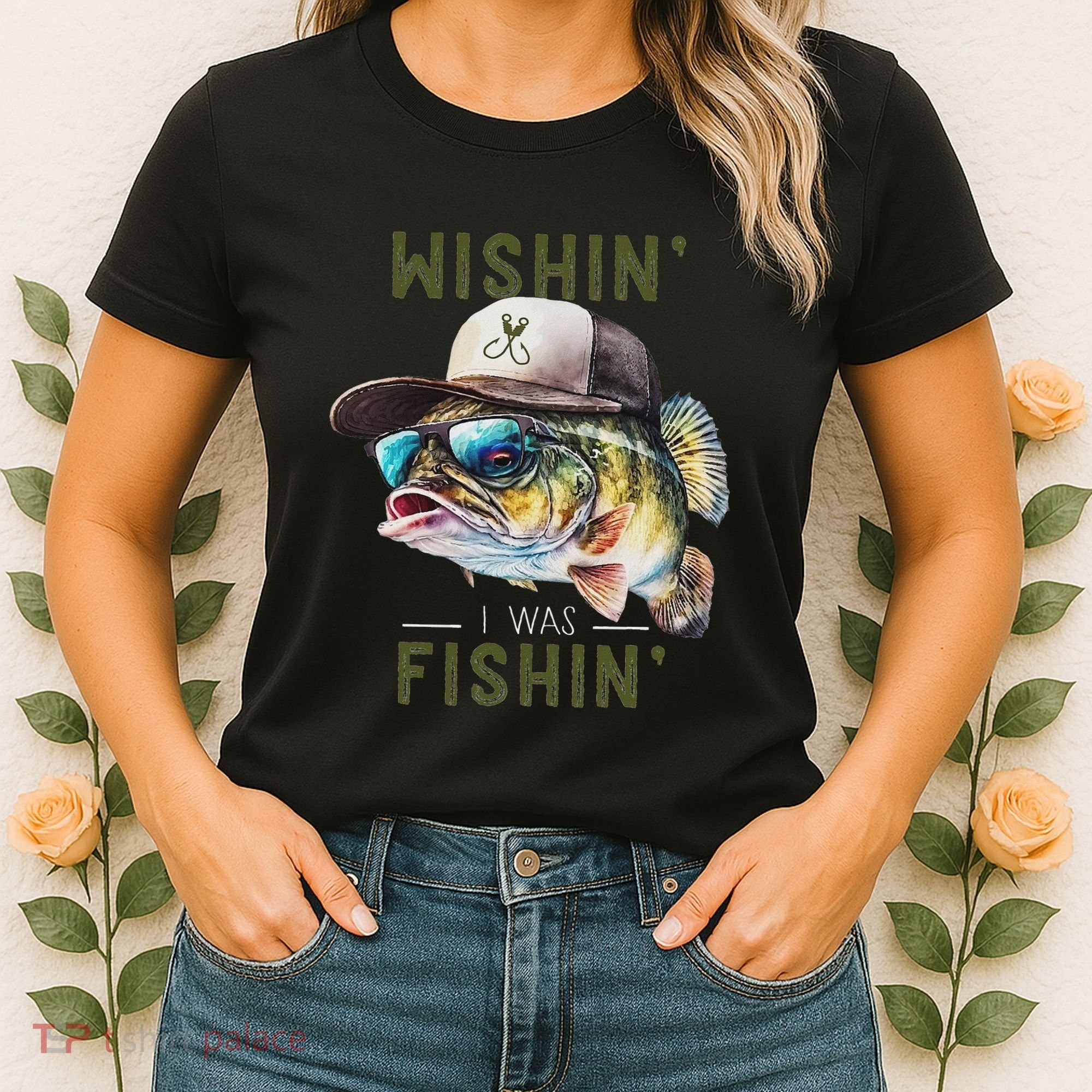 Wishin I Was Fishin Fishing Gift Women's T-Shirt
