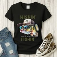 Wishin I Was Fishin Fishing Gift Women's T-Shirt thumb 3