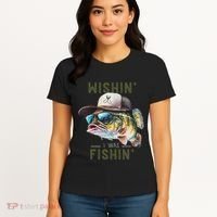 Wishin I Was Fishin Fishing Gift Women's T-Shirt thumb 4
