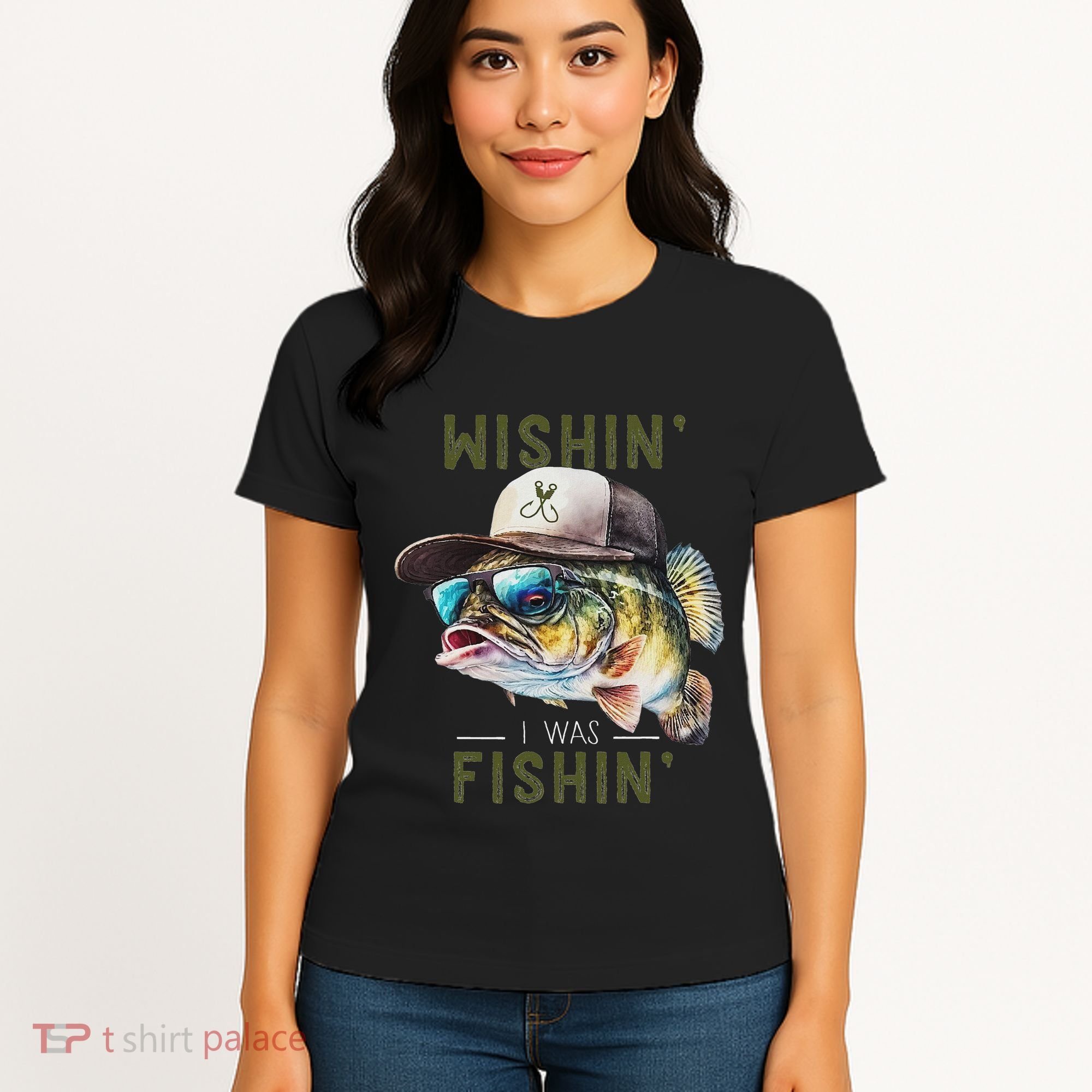 Wishin I Was Fishin Fishing Gift Women's T-Shirt