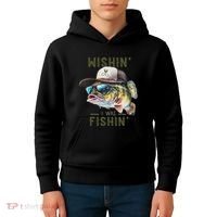 Wishin I Was Fishin Fishing Gift Kids Hoodie thumb 4