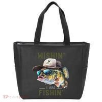 Wishin I Was Fishin Fishing Gift Tote Bag thumb 0