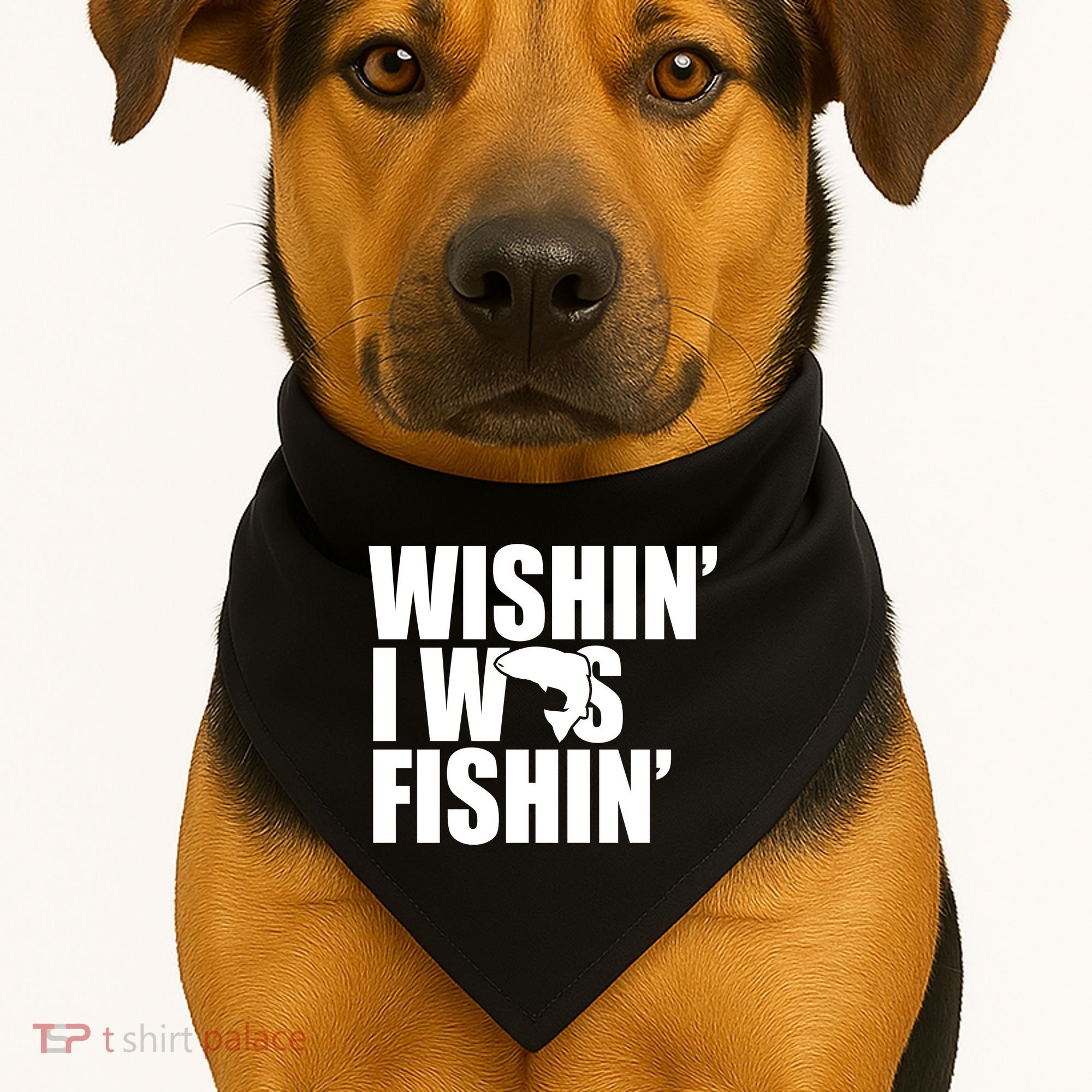 Wishin I Was Fishin USA-Made Doggie Bandana
