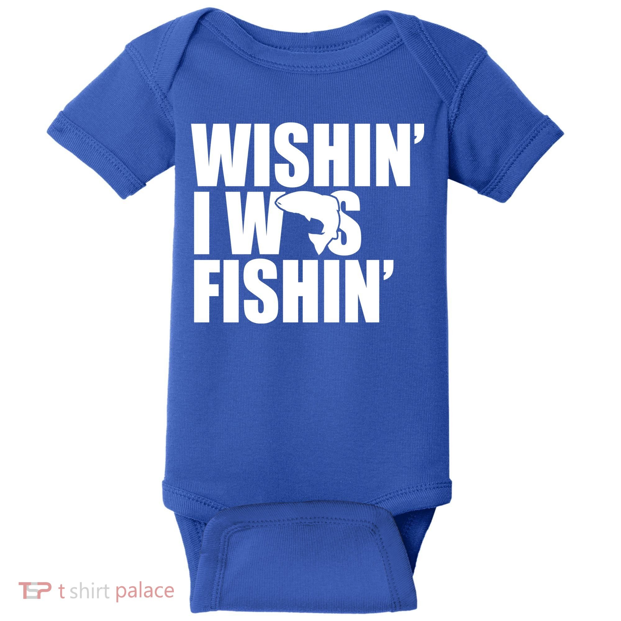 Wishin I Was Fishin Baby Bodysuit