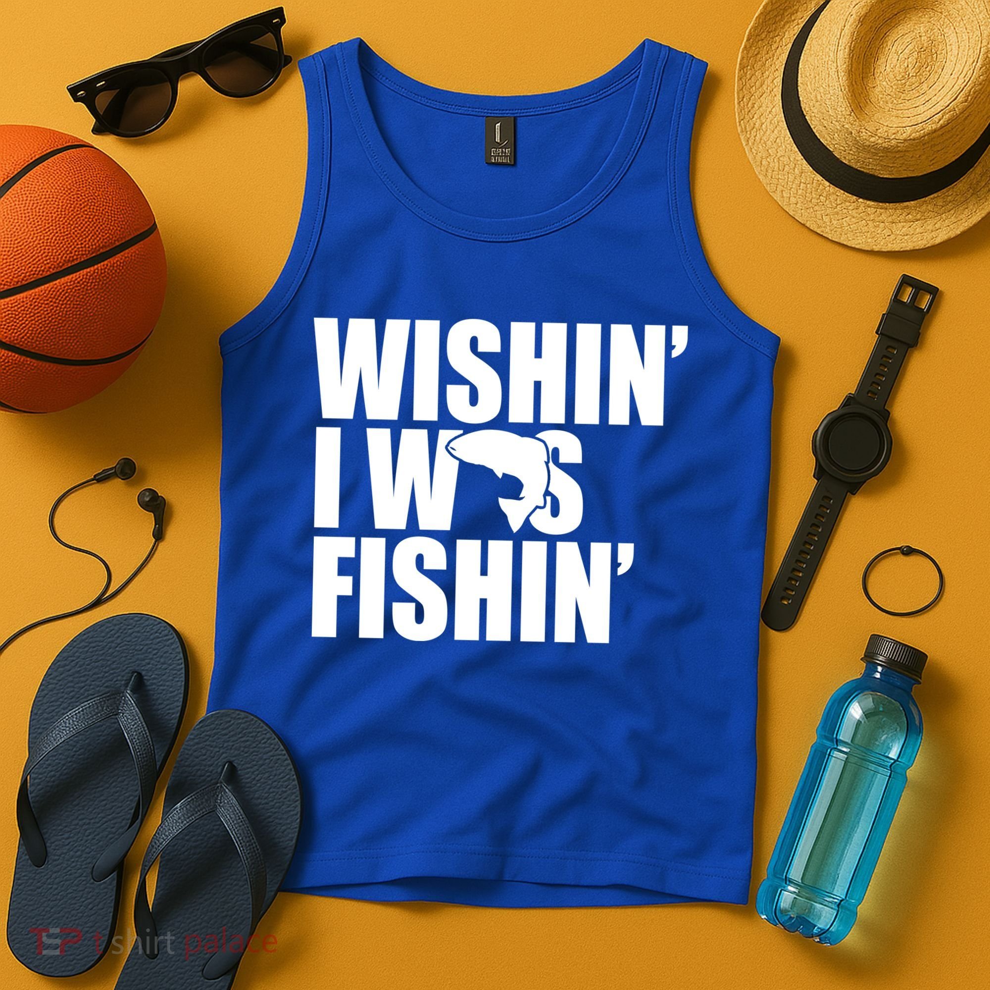 Wishin I Was Fishin Tank Top