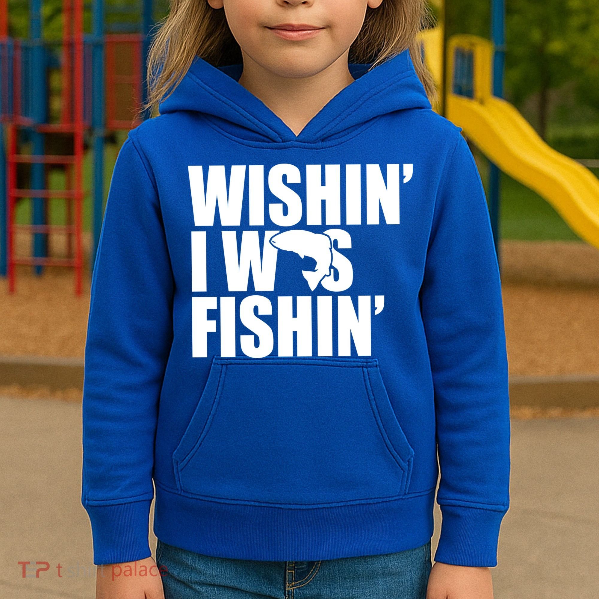 Wishin I Was Fishin Kids Hoodie