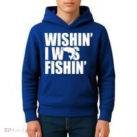 Wishin I Was Fishin Kids Hoodie thumb 4