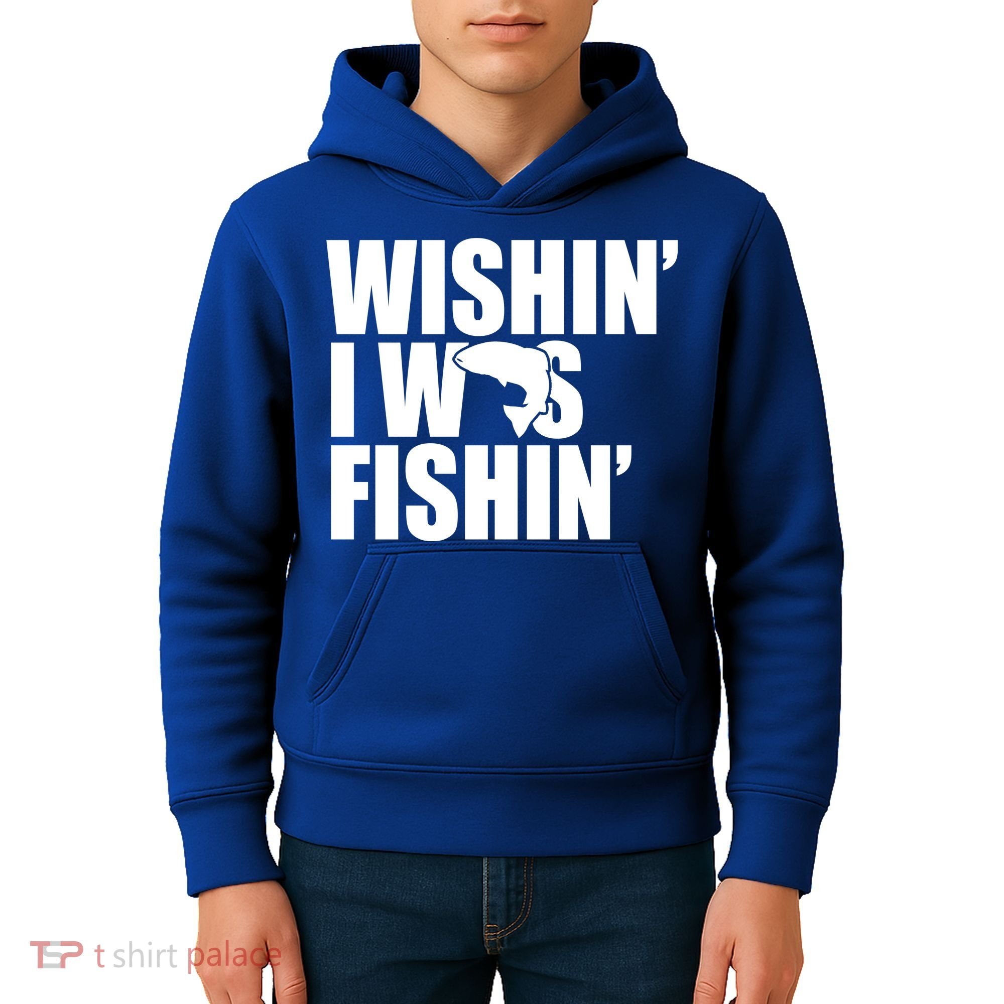 Wishin I Was Fishin Kids Hoodie