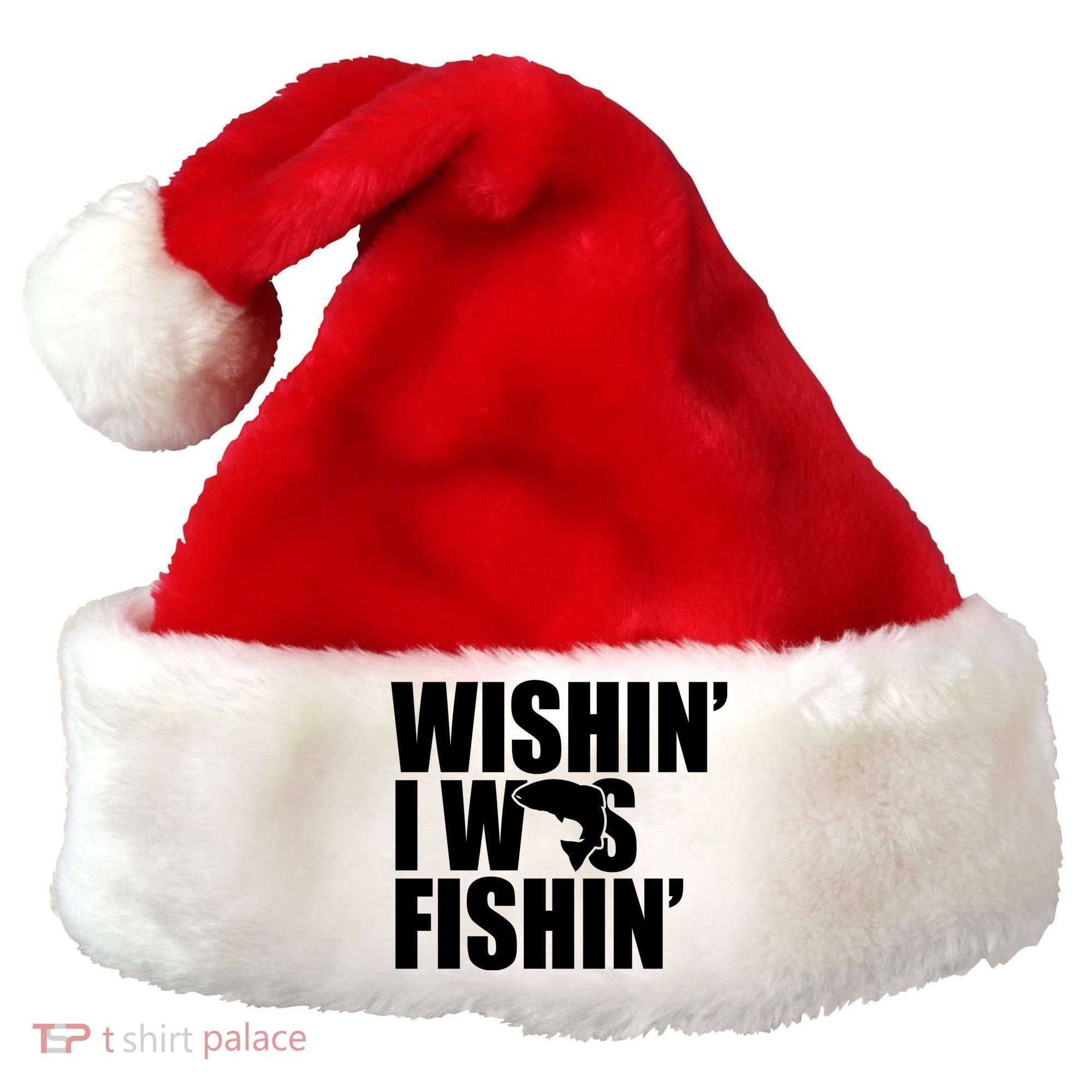 Wishin I Was Fishin Santa Hat
