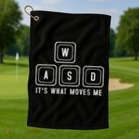 WASD It's What Moves Me Funny PC Gamer Computer Nerd Golf Towel thumb 1