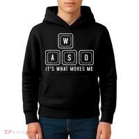 WASD It's What Moves Me Funny PC Gamer Computer Nerd Kids Hoodie thumb 4