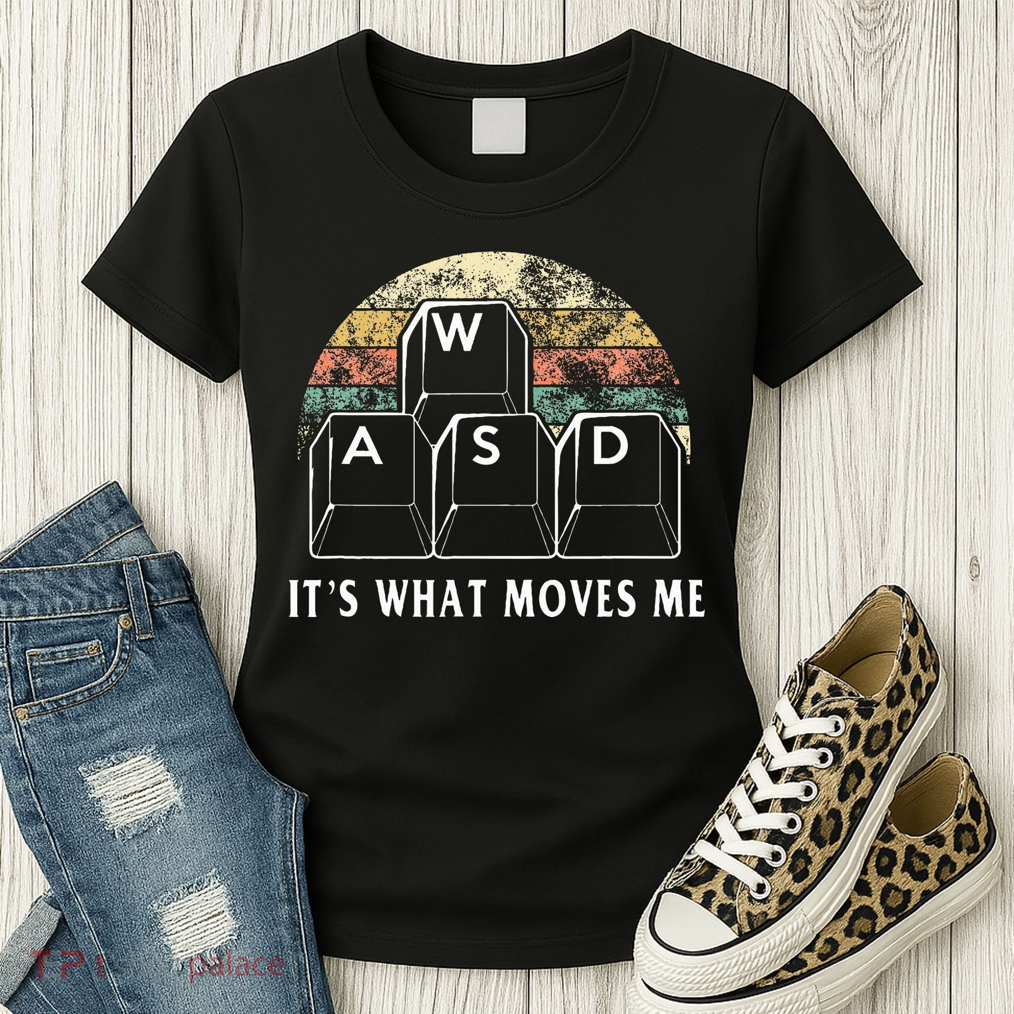Wasd ItS What Moves Me Funny Pc Gamer Computer Nerd Gift Women's T-Shirt