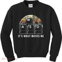 Wasd ItS What Moves Me Funny Pc Gamer Computer Nerd Gift Kids Sweatshirt thumb 0