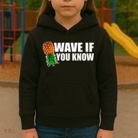 Wave If You Know. Upside Down Pineapple Kids Hoodie thumb 3