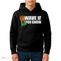 Wave If You Know. Upside Down Pineapple Kids Hoodie thumb 4