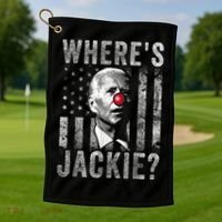 Where's Jackie Funny AntiBiden Golf Towel thumb 1