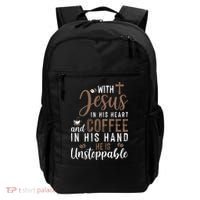 With Jesus In His Heart And Coffee In His Hand He Is Unstoppable Backpack thumb 0