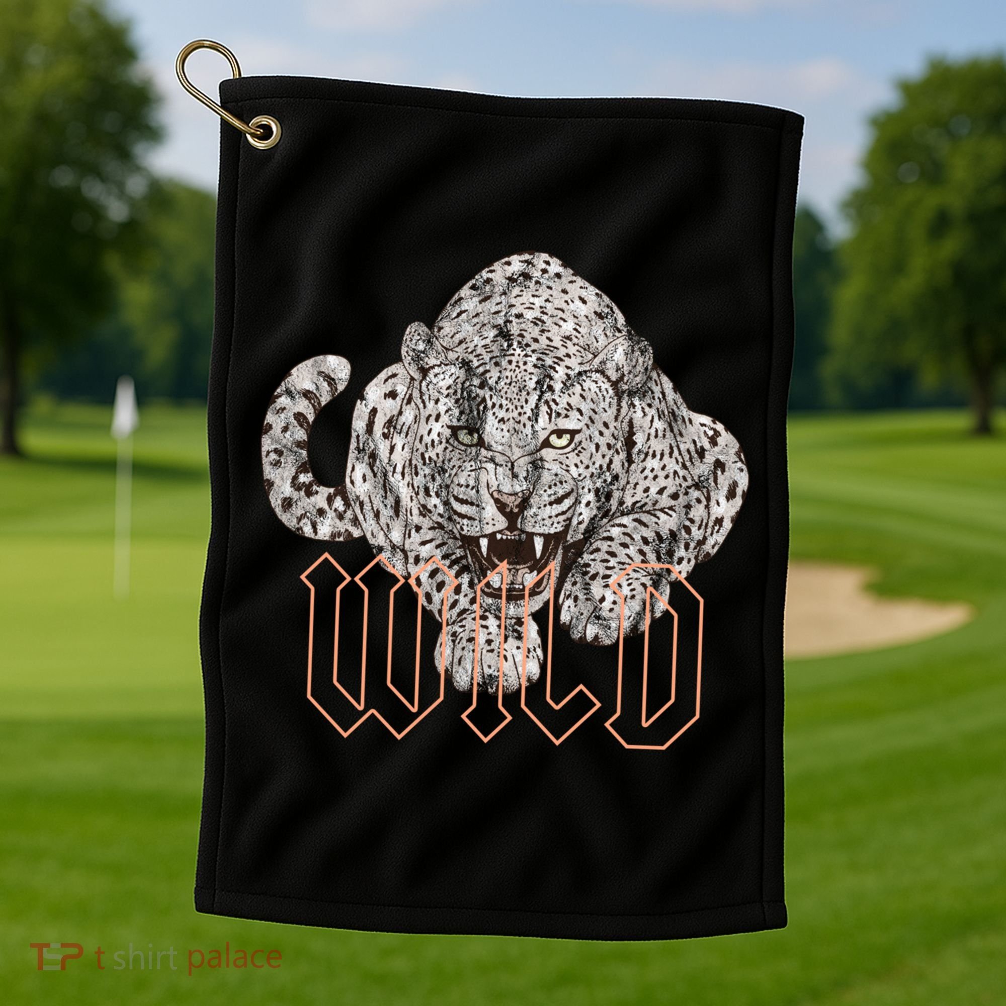 Wild Jaguar Leopard Cheetah Print Graphic Gift Golf Towel