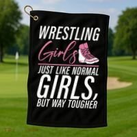 Wrestling Just Like Normal But Way Tougher Gift Golf Towel thumb 1