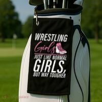 Wrestling Just Like Normal But Way Tougher Gift Golf Towel thumb 2