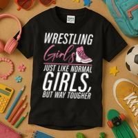 Wrestling Just Like Normal But Way Tougher Gift Kids T-Shirt thumb 3