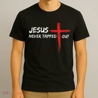 Wrestling Jesus Never Tapped Out Christian Wrestle T-Shirt thumb 3
