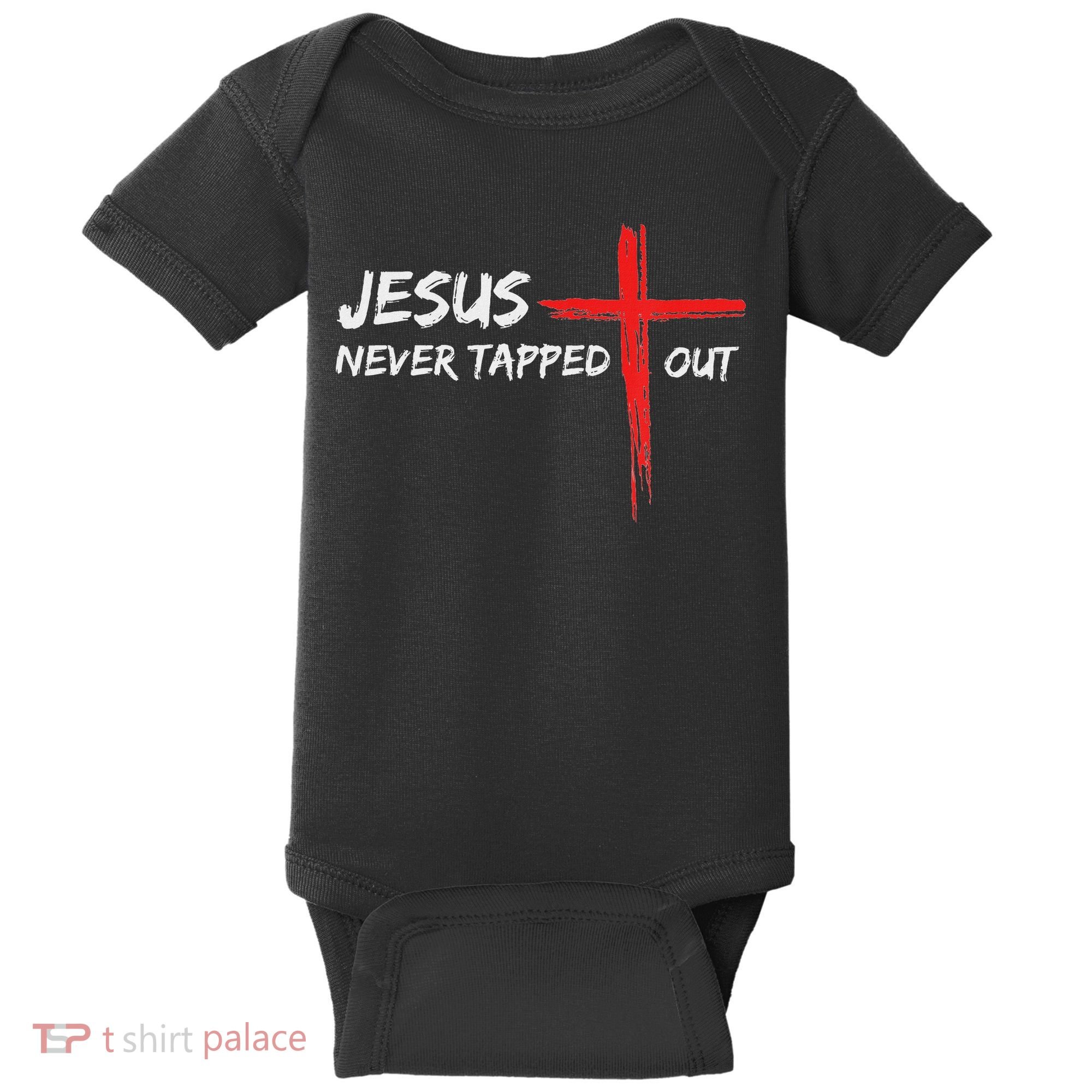 Wrestling Jesus Never Tapped Out Christian Wrestle Baby Bodysuit