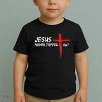 Wrestling Jesus Never Tapped Out Christian Wrestle Toddler T-Shirt thumb 2