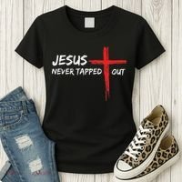 Wrestling Jesus Never Tapped Out Christian Wrestle Women's T-Shirt thumb 3