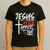 Wrestling Jesus Never Tapped Out Christian Wrestle T-Shirt thumb 3