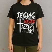 Wrestling Jesus Never Tapped Out Christian Wrestle T-Shirt thumb 4