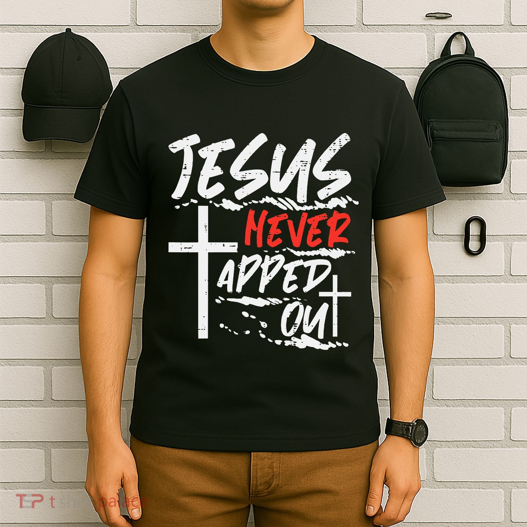 Wrestling Jesus Never Tapped Out Christian Wrestle T-Shirt