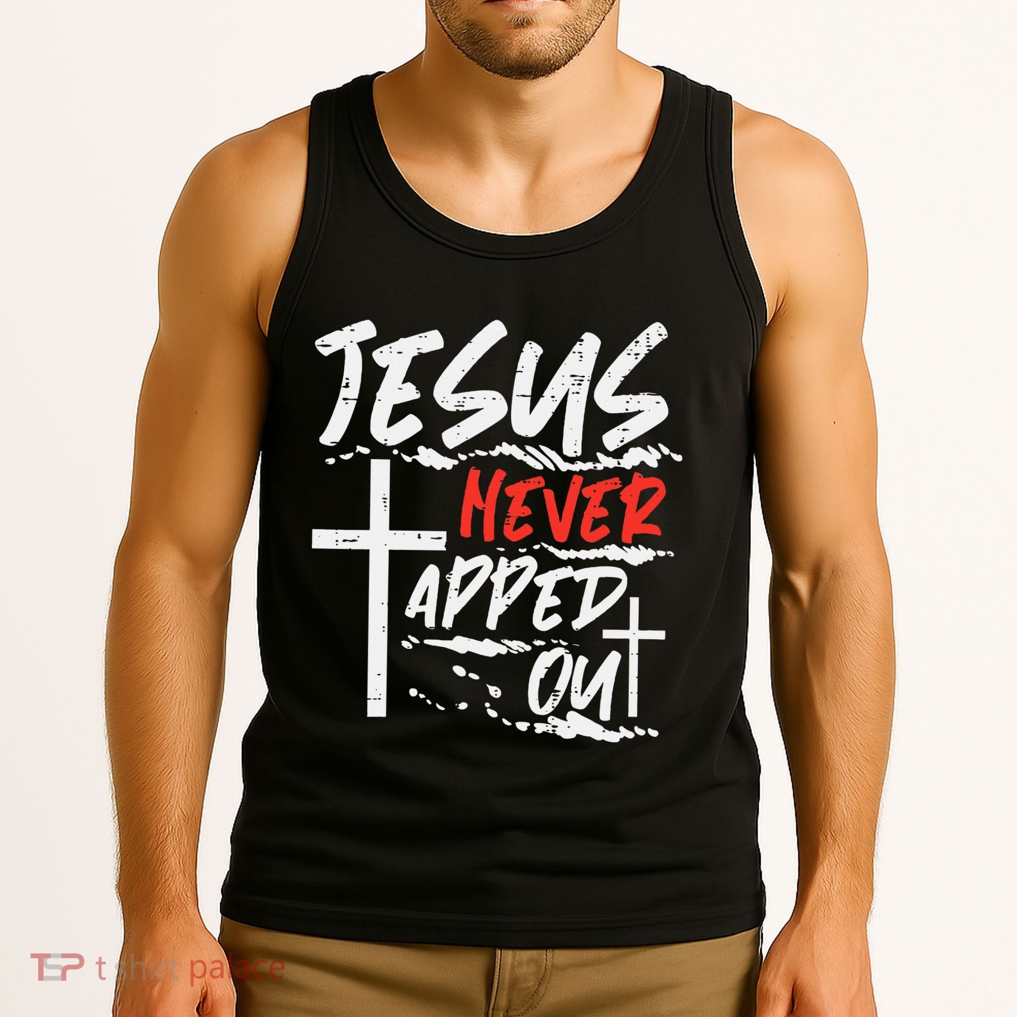 Wrestling Jesus Never Tapped Out Christian Wrestle Tank Top