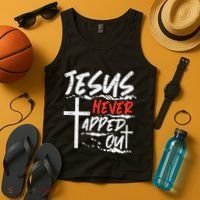 Wrestling Jesus Never Tapped Out Christian Wrestle Tank Top thumb 4