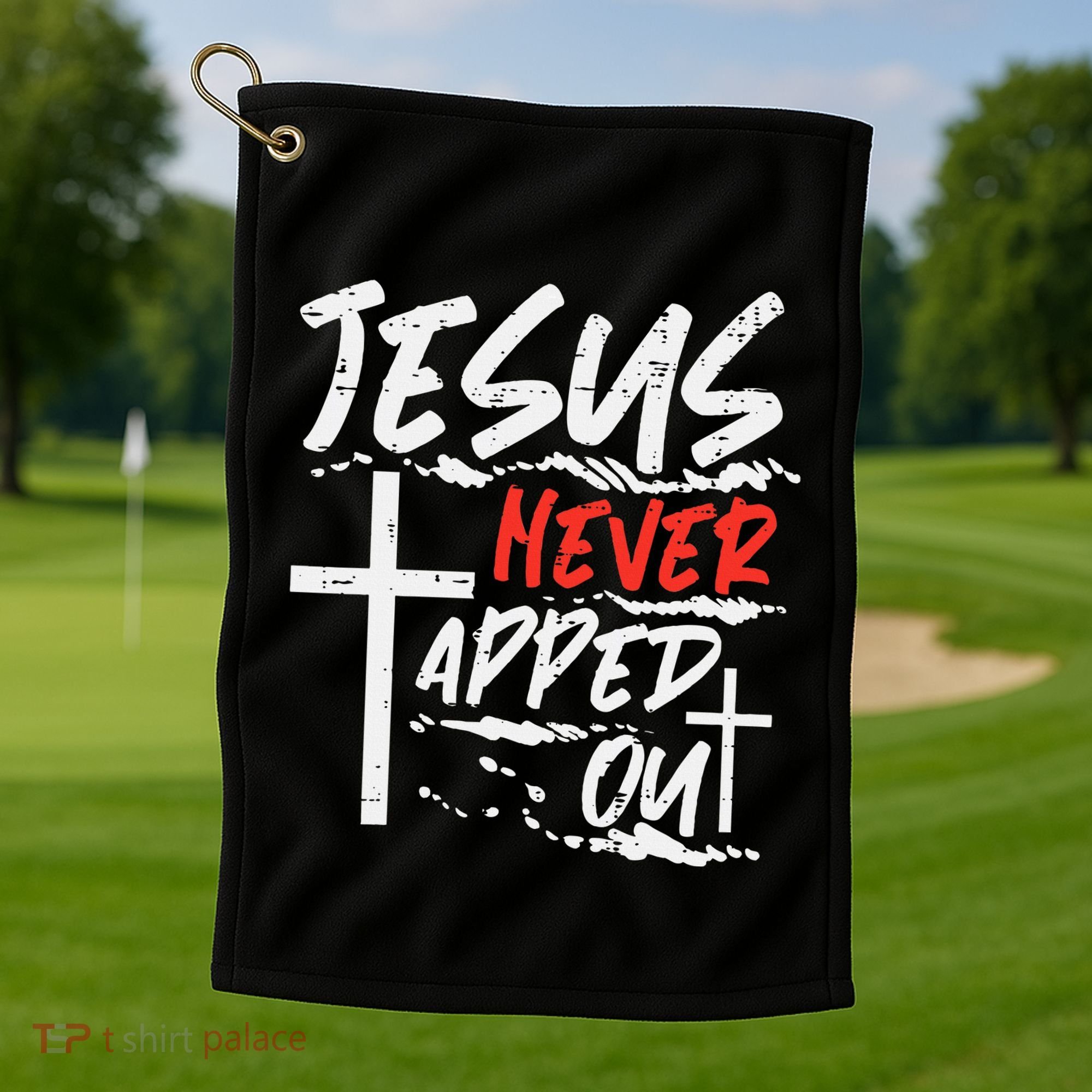 Wrestling Jesus Never Tapped Out Christian Wrestle Golf Towel