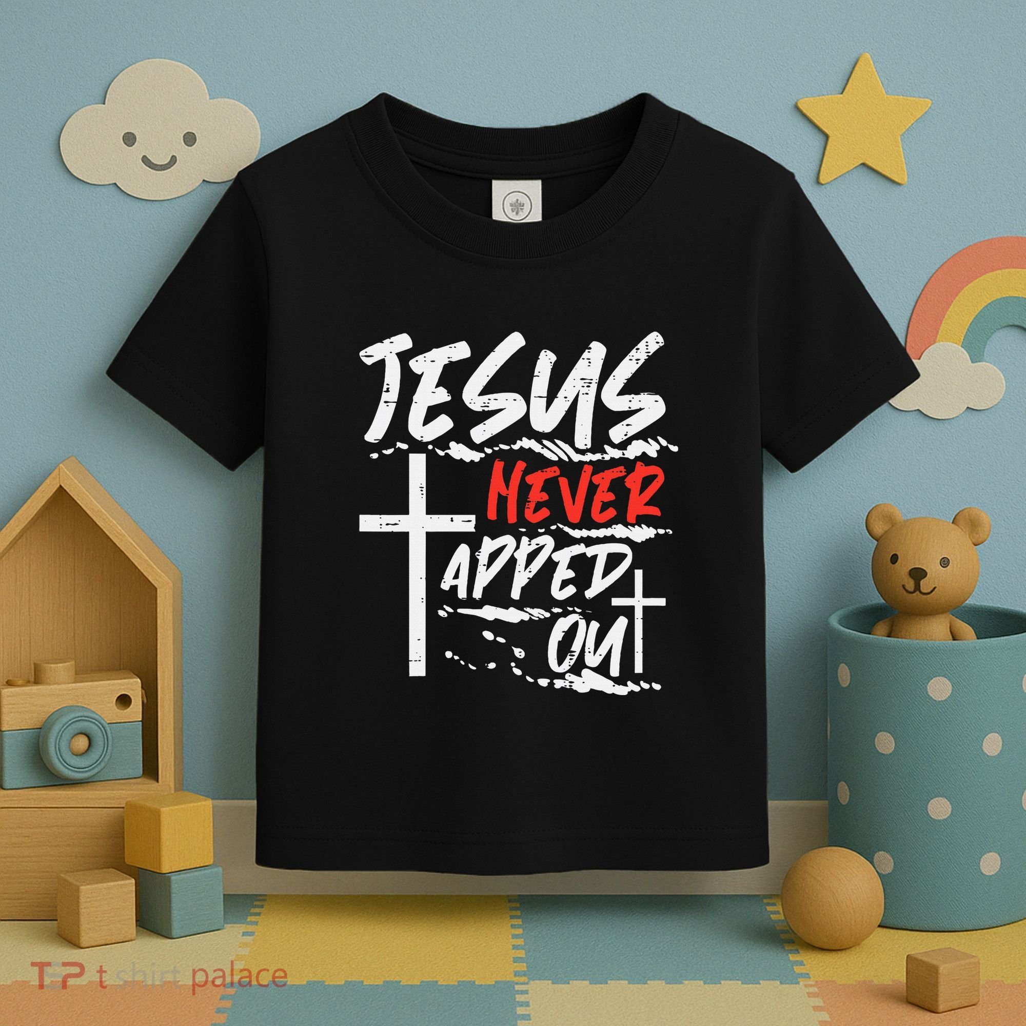 Wrestling Jesus Never Tapped Out Christian Wrestle Toddler T-Shirt