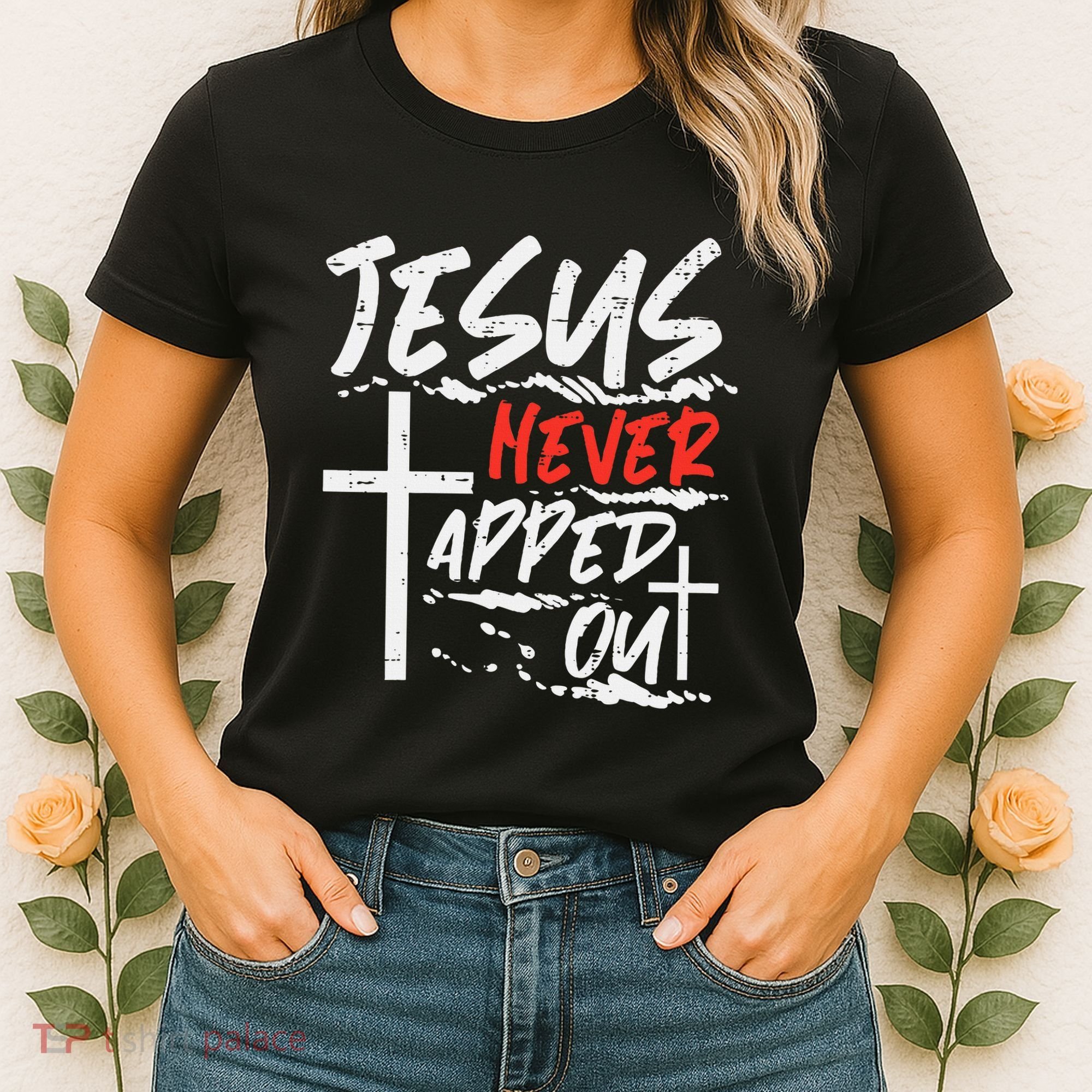 Wrestling Jesus Never Tapped Out Christian Wrestle Women's T-Shirt