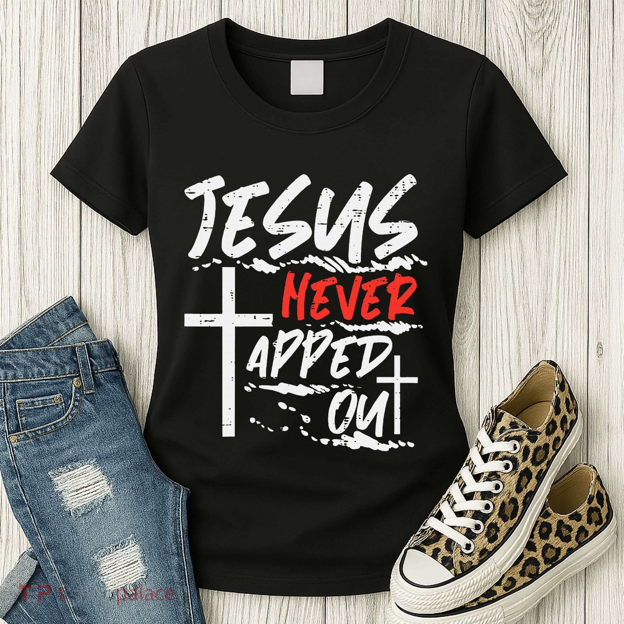 Wrestling Jesus Never Tapped Out Christian Wrestle Women's T-Shirt