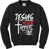 Wrestling Jesus Never Tapped Out Christian Wrestle Kids Sweatshirt thumb 0
