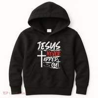 Wrestling Jesus Never Tapped Out Christian Wrestle Kids Hoodie thumb 0