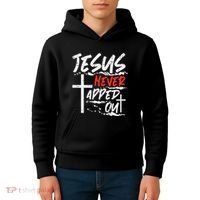 Wrestling Jesus Never Tapped Out Christian Wrestle Kids Hoodie thumb 4