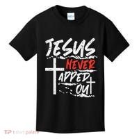 Wrestling Jesus Never Tapped Out Christian Wrestle Kids T-Shirt thumb 0