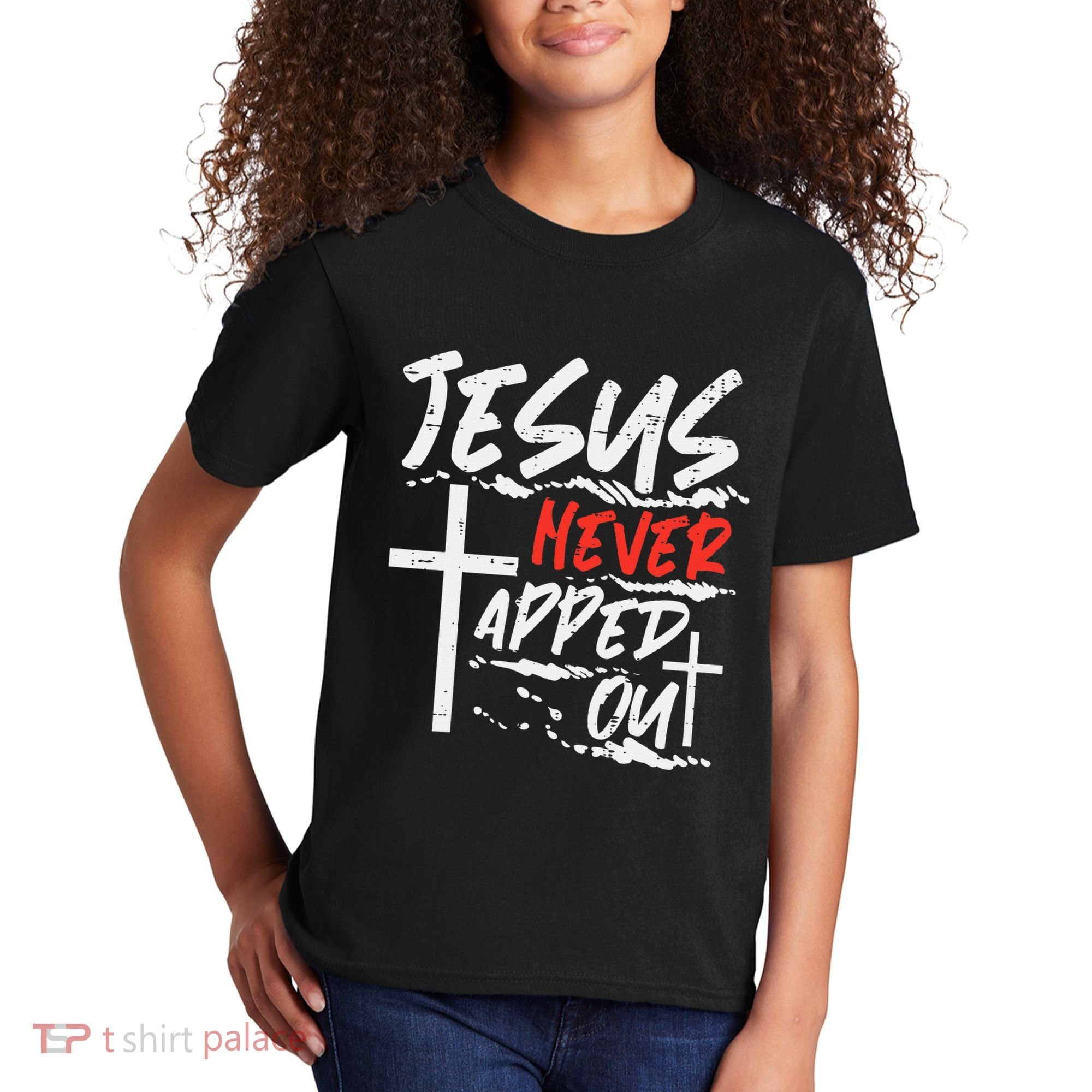 Wrestling Jesus Never Tapped Out Christian Wrestle Kids T-Shirt