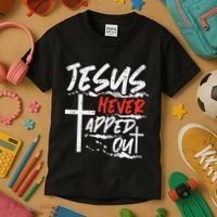 Wrestling Jesus Never Tapped Out Christian Wrestle Kids T-Shirt thumb 3