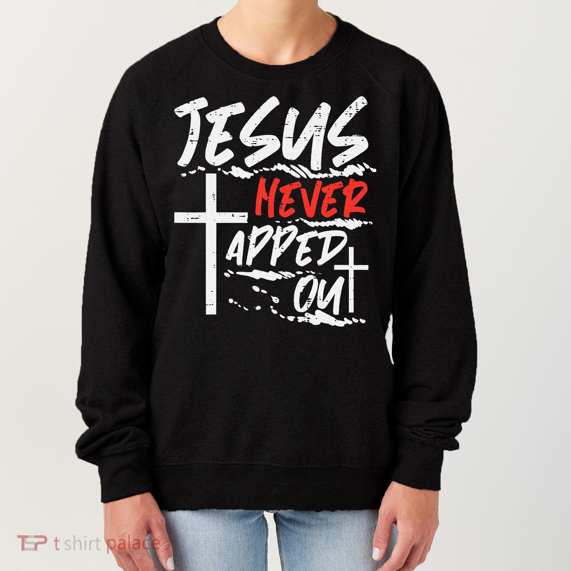 Wrestling Jesus Never Tapped Out Christian Wrestle Women's Sweatshirt