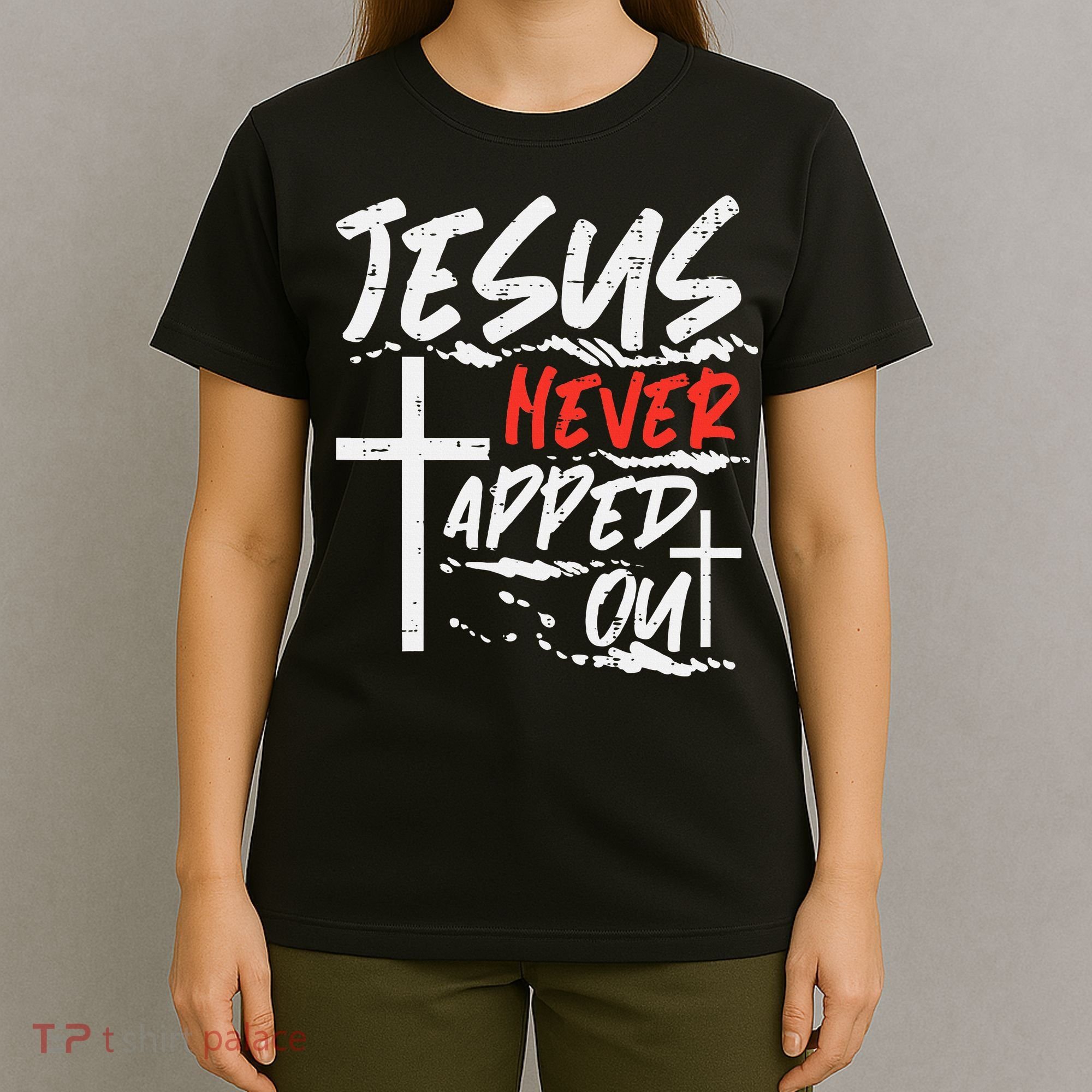 Wrestling Jesus Never Tapped Out Christian Wrestle T-Shirt