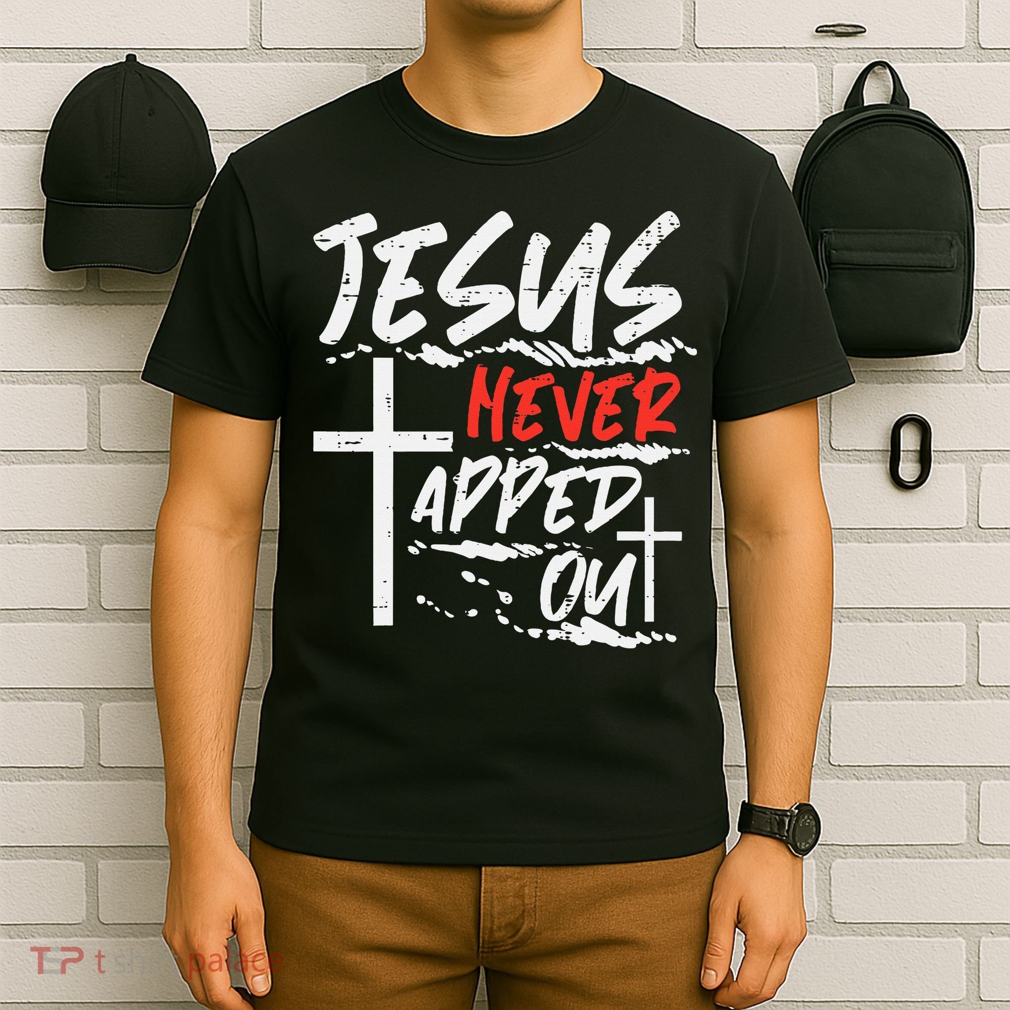 Wrestling Jesus Never Tapped Out Christian Wrestle T-Shirt