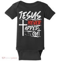 Wrestling Jesus Never Tapped Out Christian Wrestle Baby Bodysuit thumb 0